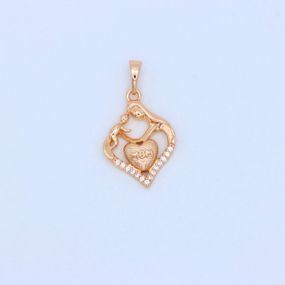 "Rose Gold Mom and Child Heart Pendant with Crystals Gift for Mom, XPPT1486 - Picture 10 of 12